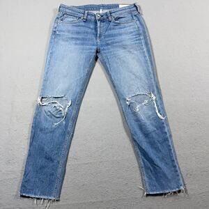 Rag and Bone Dre Jeans Women 26 Low Rise Ankle Slim Boyfriend Distressed Raw Hem